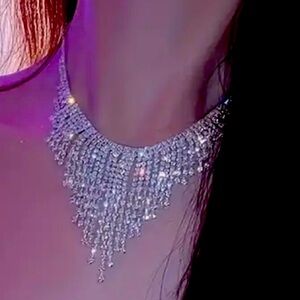 Beauty white rhinestone crystal tassel necklace  thanks giving sale